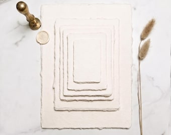 Papel artesanal marfil con borde irregular - Papel de algodón para invitaciones, caligrafía y letterpress