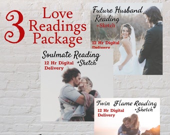 3 Love Readings Package! Soulmate, TwinFlame and Future Husband Readings, Psychic Artist Soulmate Drawing Psychic Reading, Soulmate Sketch