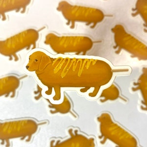 Pack of Three Corn Dog Stickers, Corndog, Sticker pack, Cute, Dog, Cute sticker