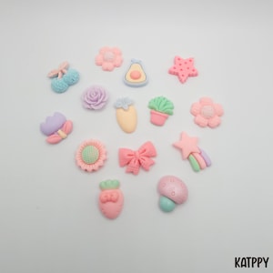 Kawaii Pastel Mixed Flowers, Ice Cream, Candy Charms - Flatback Resin Charms for Decoden Slime DIY Craft Accessories