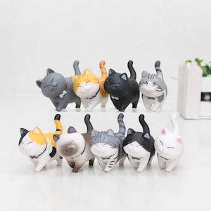 FG024 - Ensemble de 9 figurines de chats mignons Kawaii | Figurine jouet | Jouet cadeau spécial dessin animé