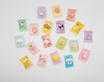 Kawaii Transparent Mixed Cartoon Candy Decoden Cabochons, Cartoon Resin Charms