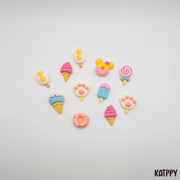 Kawaii Ice Cream Lollipop Donut Flatback Resin Cabochon Decoden Slime Charm DIY Crafts Accessories