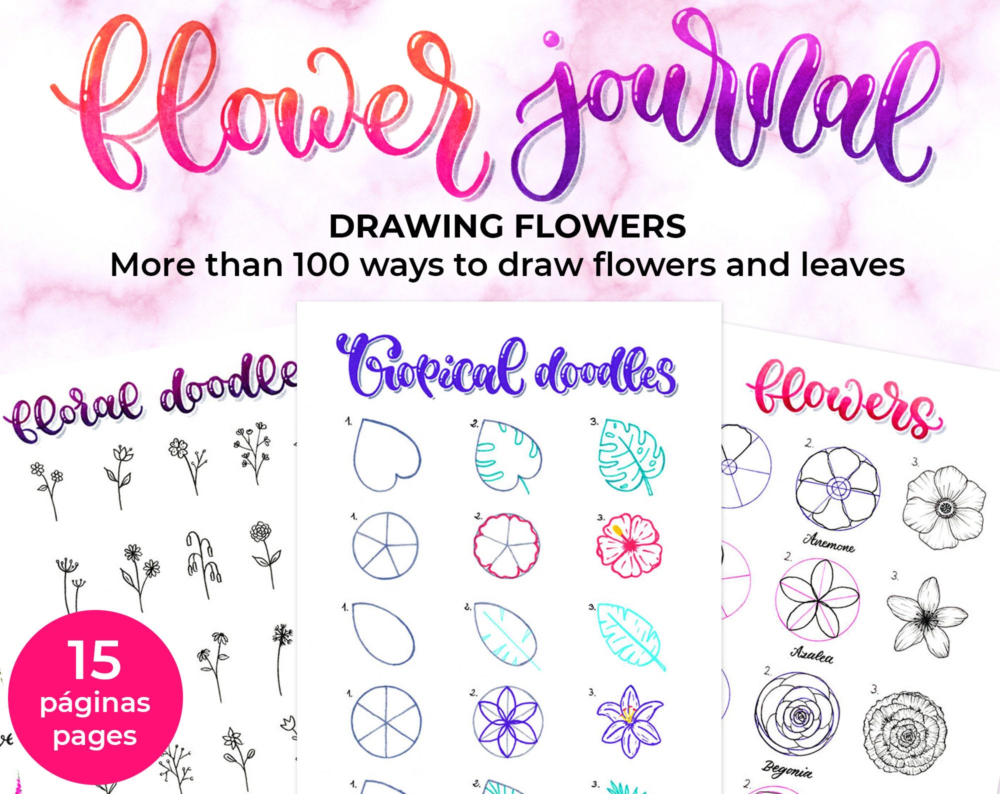 Creative Lettering and Flowers Journal. Printable Workbook With ...