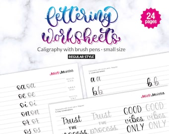 Plantillas de brush lettering. Aprende caligrafía con brush pen. Cuaderno imprimible paso a paso