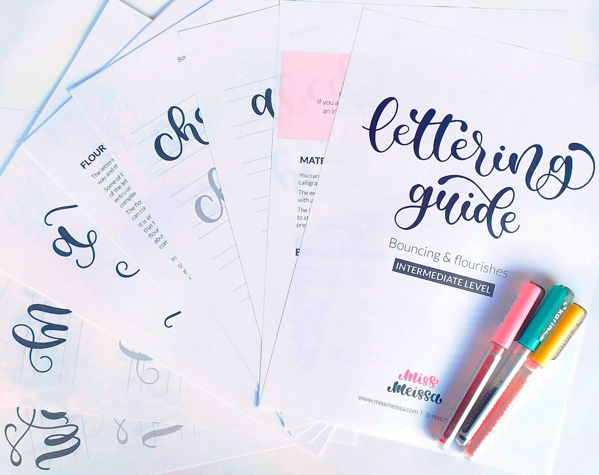 Bounce Lettering and Flourishes Workbook. Printable Guide With Key ...