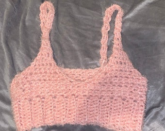 pink fuzzy bralette