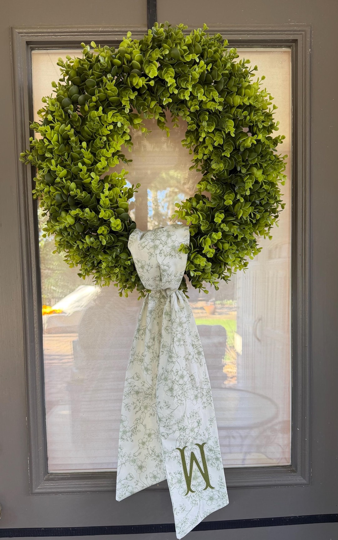 Green Floral Wreath Sash - Embroidered and Personalized