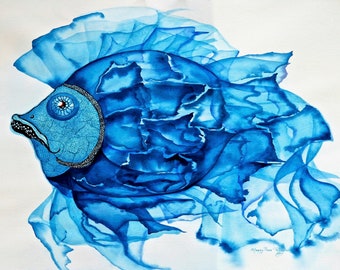 l’Art Sur La Table -  Set of 30 Placemats - 12 x 18 inches - Blue Fish