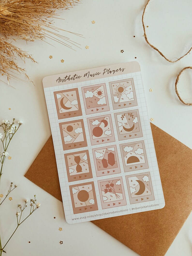 aesthetic music players sticker sheet bujo stickers bullet etsy
