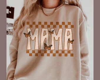 Mama Crewneck Sweatshirt / Trendy Mama Sweatshirt / Mama and Butterflies Sweatshirt / Gift for Mom