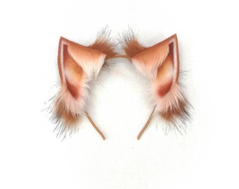 Red fox ears ginger faux fur furry orange cosplay