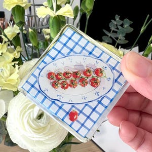Original Watercolor Food Clips: Cherry Tomatoes, Grapes, Pretzel Roll (Summer Kitchen Decor)