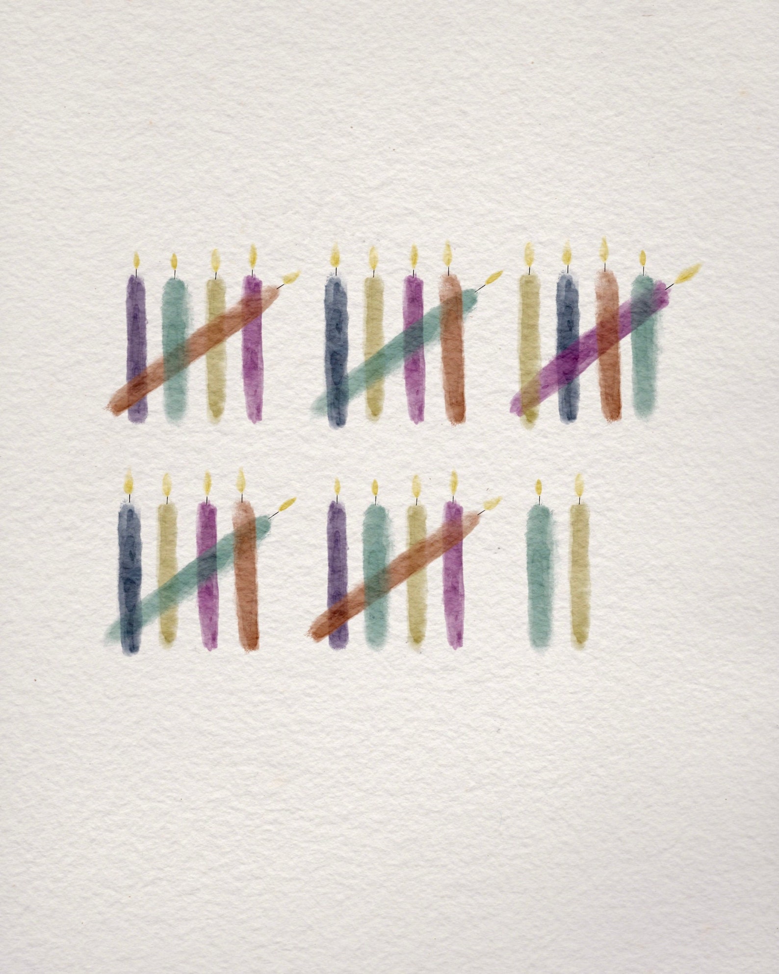 Customizable Watercolor Candle Birthday Card Etsy