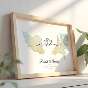 Carte interurbaine significative personnalisée, souvenir personnalisé pour les couples à se souvenir des moments spéciaux, souvenir pour les relations et les couples