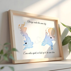 Carte d'amour personnalisée pour deux, célébrez votre voyage, carte des histoires d'amour interurbaines, cadeau parfait pour lui ou pour elle, 2 pays