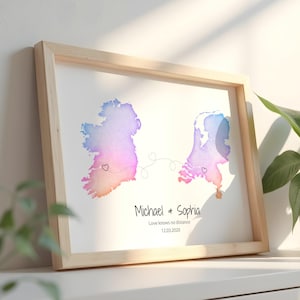 Carte des histoires d'amour longue distance, souvenir significatif personnalisé pour les couples, parfaite pour les anniversaires ou les jalons, deux pays