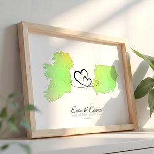 Personalisierte Paare Geschenk, bedeutungsvolle Fernkarte, ein herzliches Geschenk, um sich an Ihre Beziehung über Grenzen hinweg zu erinnern, wählen Sie die Länder