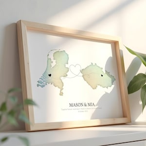 Carte de couple personnalisée, affiche de relation personnalisée, célébrez votre histoire avec un design interurbain pour des occasions spéciales