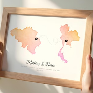 Carte interurbaine pour couples, voyage amoureux personnalisé, cadeau romantique personnalisé pour petit ami, petite amie ou partenaire au long cours