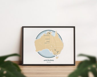 custom travel map, personalized vacation poster, personalised roadtrip, places travelled, our travels, travel memories, wall map print