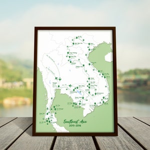 Personalisierte Backpacking Map, Backpacking Reisekarte, Backpacking Reise, Geschenk für Ihn, Jubiläumsgeschenk, Reisegeschenk, Familienurlaub