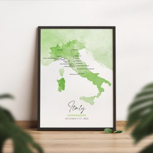 Carte de voyage de vacances personnalisée, cartographie de voyage aquarelle, aventure de randonnée personnalisée, carte de voyage personnelle pour couple, cadeau artistique unique