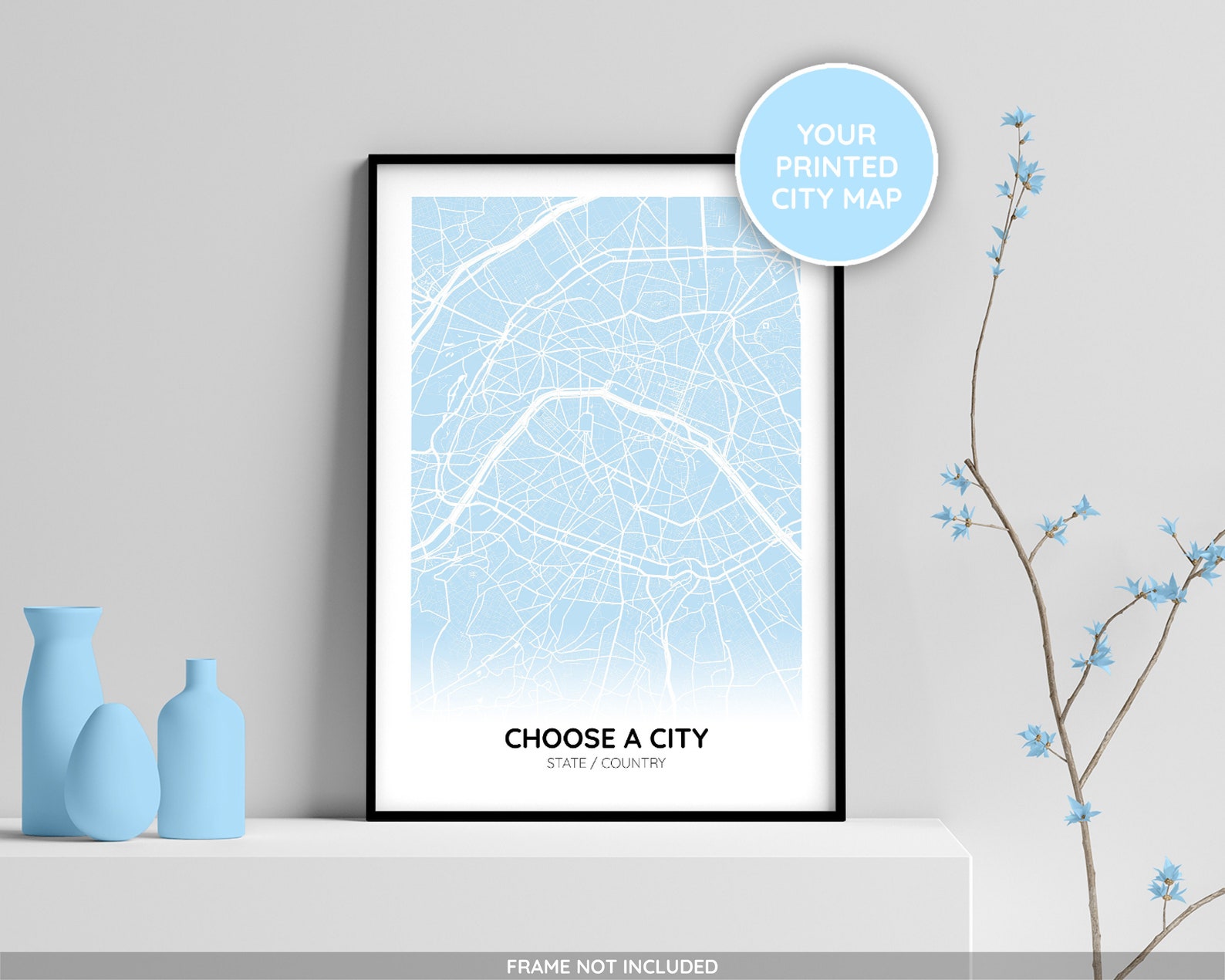 Inverted Styled City Map, Rectangle Shape, Custom City Poster, City ...
