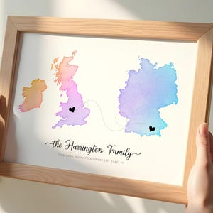 Individuelle Karte für Fernpaare, personalisiertes Beziehungsposter, Verlobungsgeschenk, Jahrestag, Geschenk zum Valentinstag