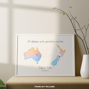 Anpassbare Liebeskarte, Personalisieren Fernbeziehung Kunst, Fernfreundschaft Land Druck, Wählen Sie Zwei Länder Standort Geschenk