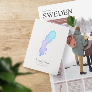 Diario de viaje escandinavo de Suecia, diario nórdico personalizado, cuaderno ideal para aventuras suecas y escapadas al norte, regalo de Navidad