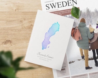 Diario de viaje escandinavo de Suecia, diario nórdico personalizado, cuaderno ideal para aventuras suecas y escapadas al norte, regalo de Navidad
