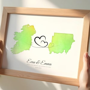 Carte personnalisée des relations interurbaines, cadeau personnalisé pour les couples séparés par des kilomètres, parfaite pour les occasions spéciales et les anniversaires
