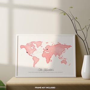 Affiche personnalisée d'amour international, impression de carte interurbaine personnalisée, carte familiale de déménagement à l'étranger, nostalgie, cadeau d'anniversaire pour lui
