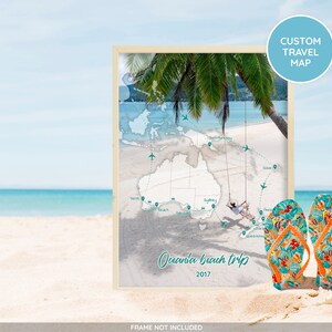 mappa di viaggio personalizzata, sfondo fotografico, mappa dell'Oceania, gita in spiaggia, viaggio di vacanza per coppie, vacanza, luna di miele, ricordi di viaggio