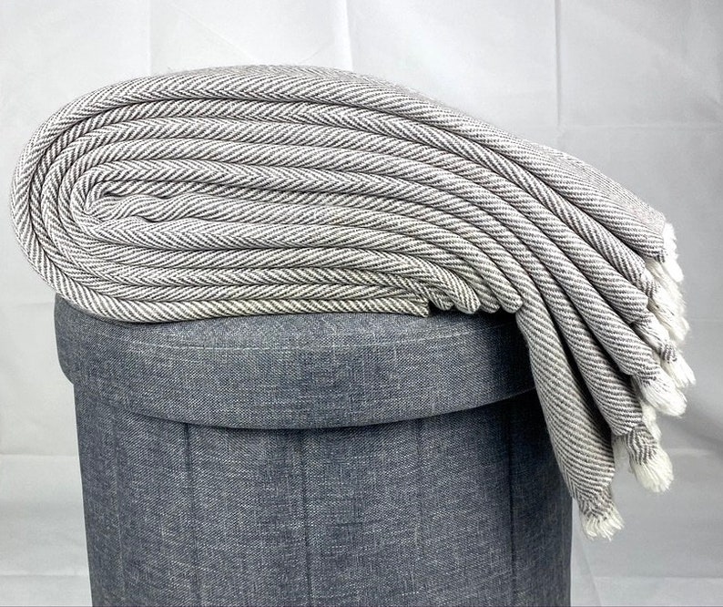 Cashmere Herringbone Blanket Grey Oversized ThrowsShawl Etsy