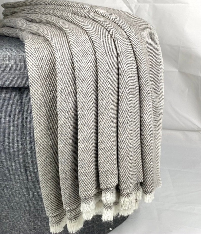 Cashmere Herringbone Blanket Grey Oversized ThrowsShawl Etsy
