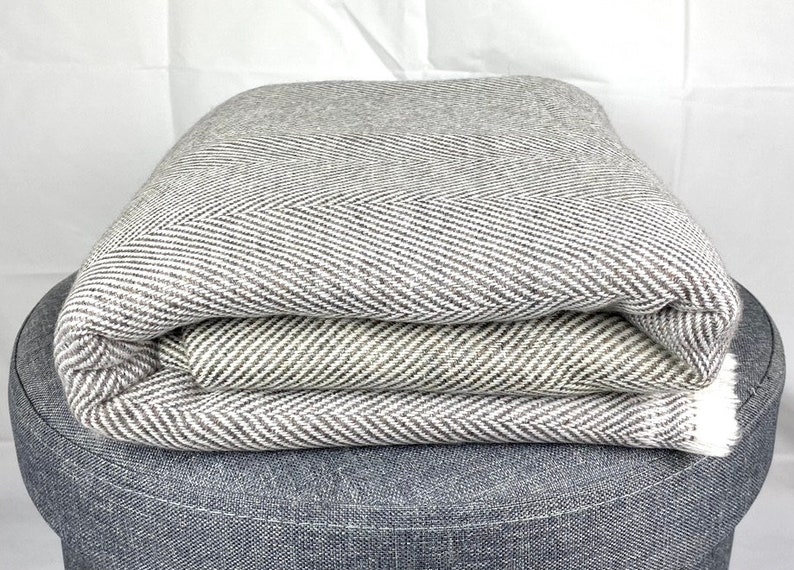Cashmere Herringbone Blanket Grey Oversized ThrowsShawl Etsy