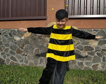 The bumblebee is a cheerful striped one