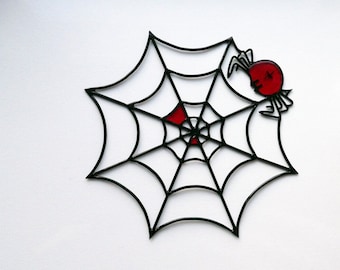web made of metal wire, metal spider