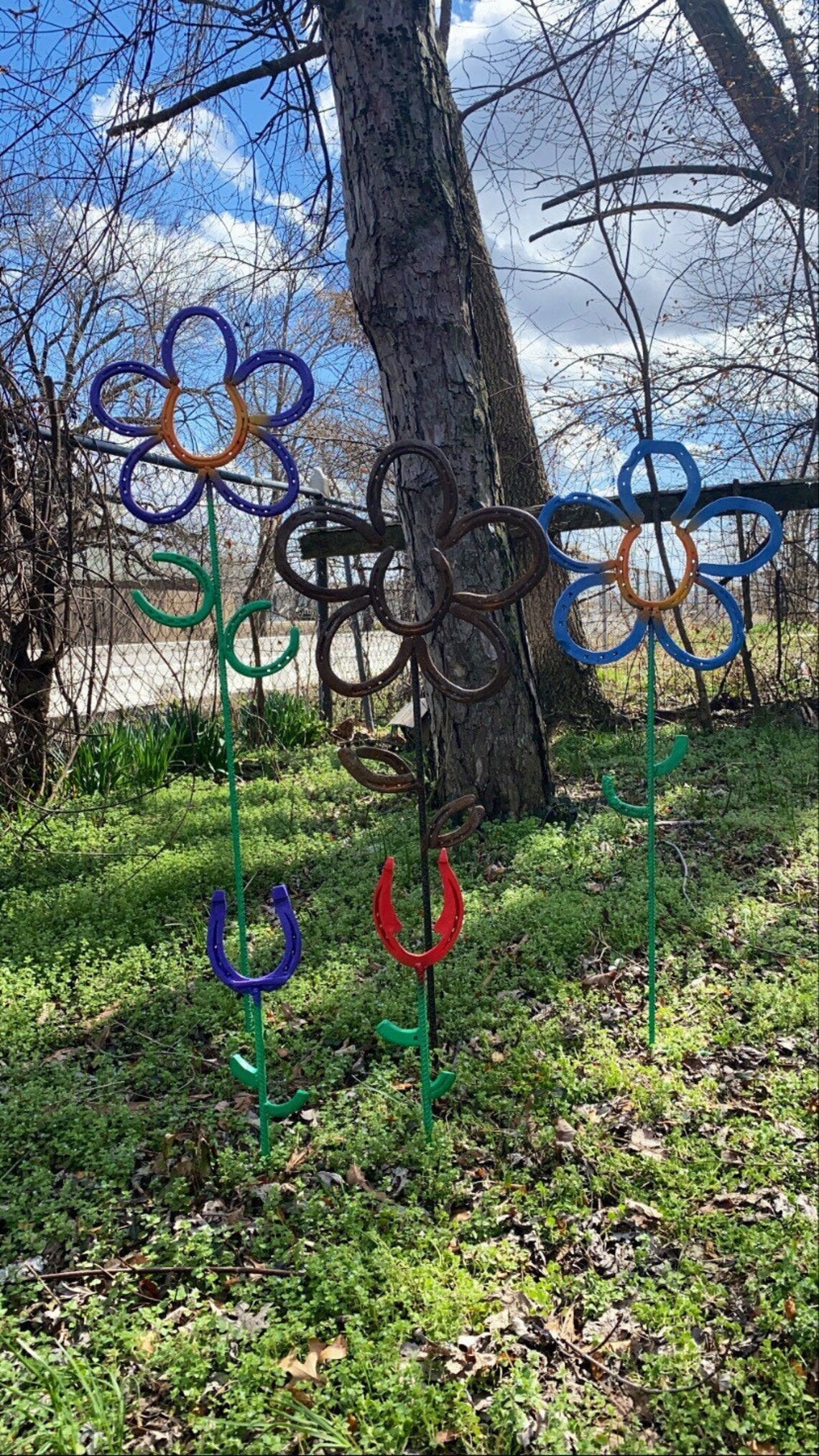 Horseshoe Flower Garden Decor Etsy