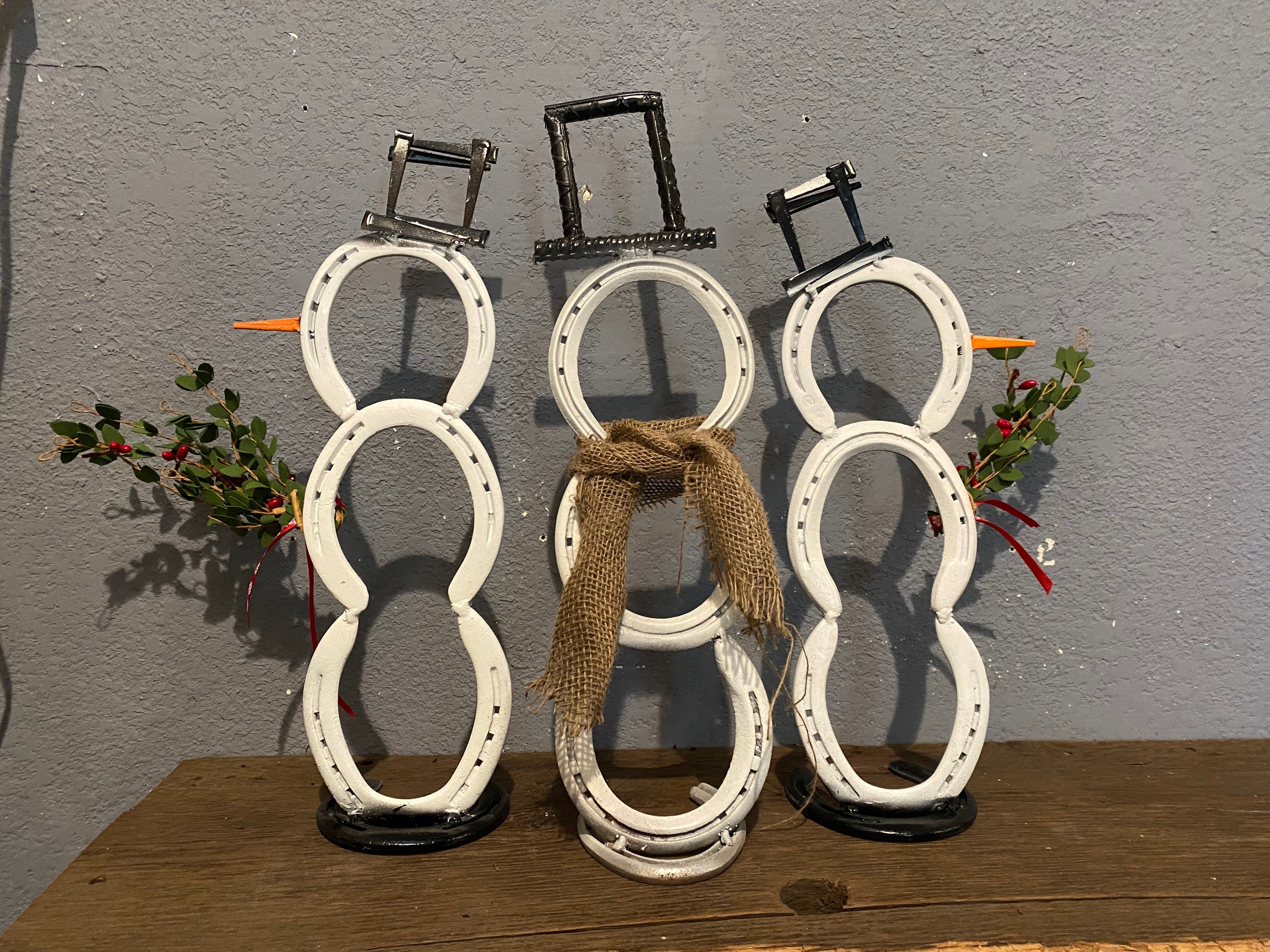 Horseshoe snowman snowman metal art yard art Christmas Etsy