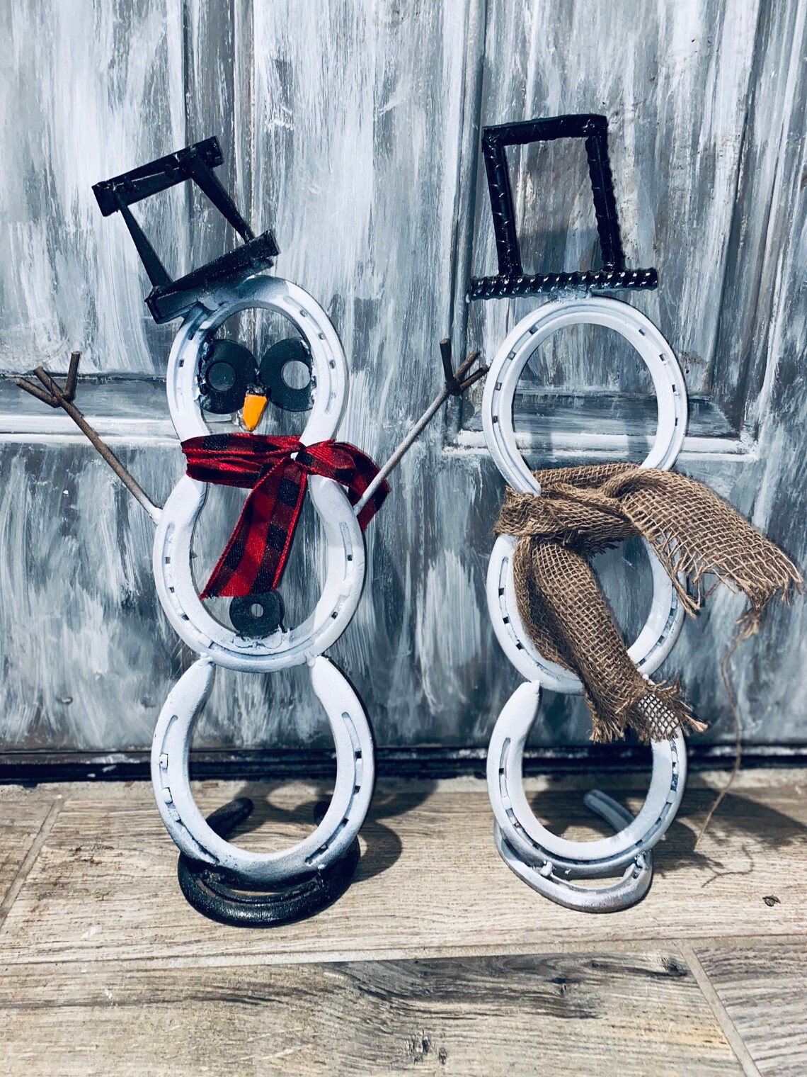 Horseshoe snowman snowman metal art yard art Christmas Etsy