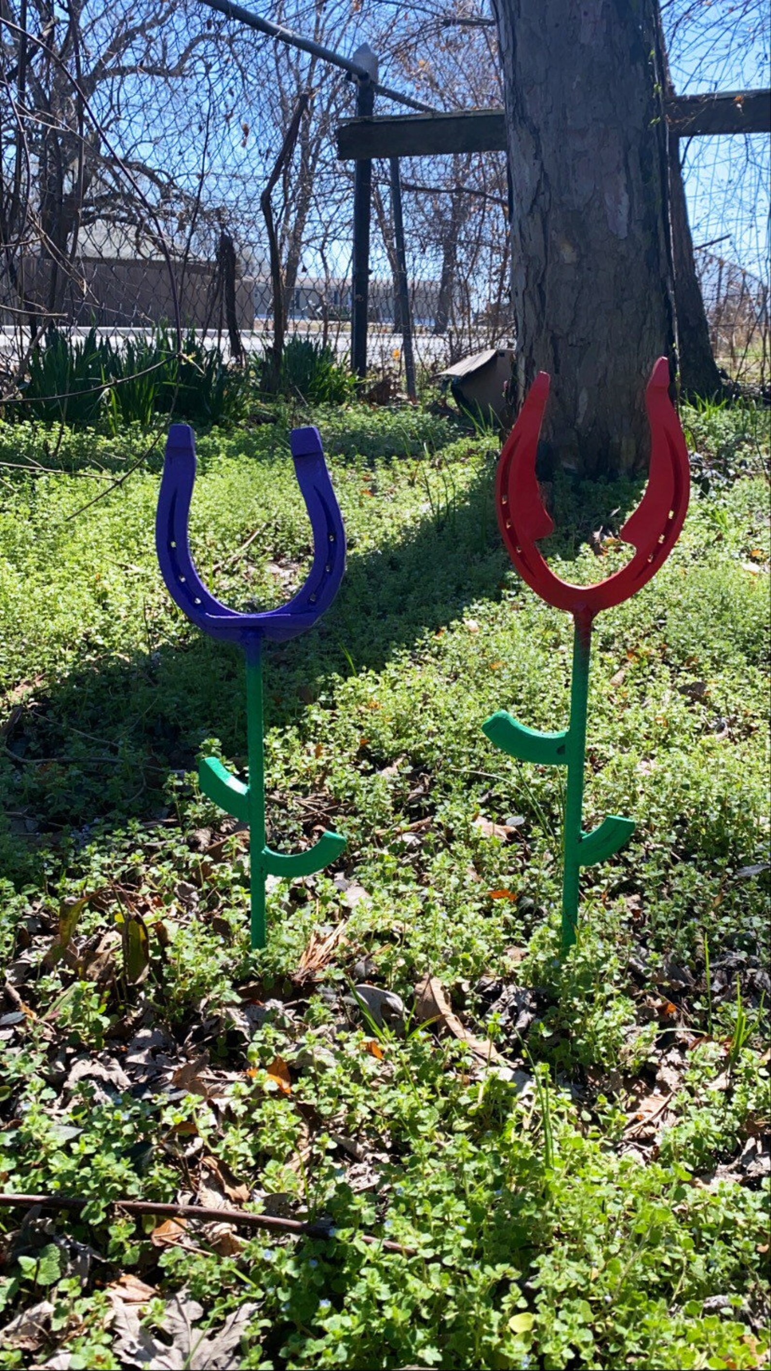 Horseshoe Flower Garden Decor Etsy