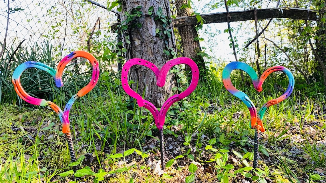 Heart yard art heart garden decor Etsy