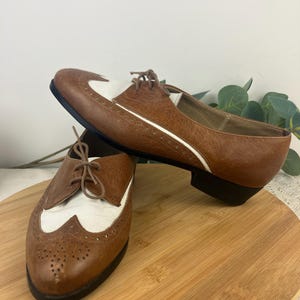 Chaussures Vintage Années 70 - Marque Ansir - Pointure 36 - Plateforme Cuir Marron - Occasion
