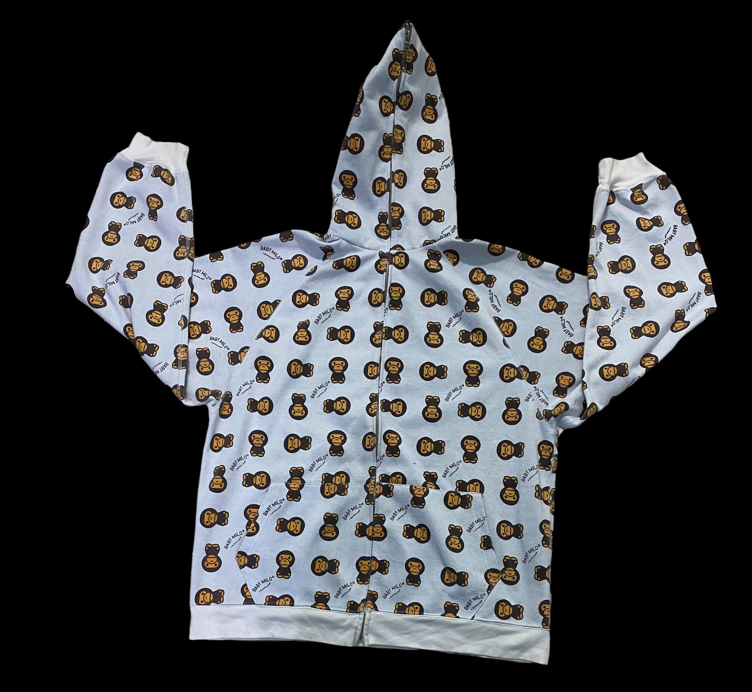 BAPE CUT AND SEWN MILO MONOGRAM ZIP HOODIE