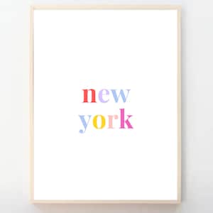 New York Print, Wall Art, New York Wall Prints, Rainbow, White, NYC, New York, Dorm Prints, Home Prints, City Print, Prints, Dorm Room