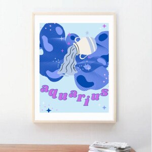 Aquarius Print, Wall Art, Zodiac Wall Prints, Black, White, Aquarius, Zodiac, Astrology, Dorm Prints, Home Prints, Digital Download, Prints