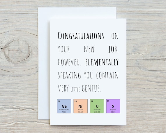Congratulation on Your New Job Funny Elemental Genuis Card. - Etsy Hong Kong Congratulation on Your New Job Funny Elemental Genuis Card. - Etsy Hong Kong